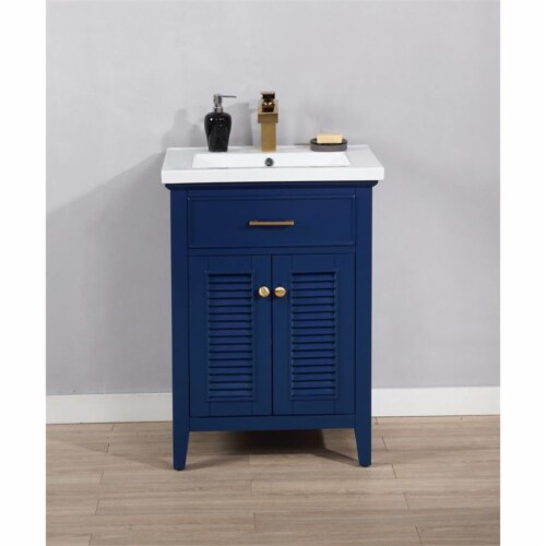 Design Element Group Cameron 24  Single Sink Vanity in Blue Perspective: back