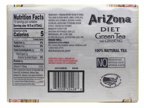 AriZona® Zero Calorie Green Tea Perspective: back