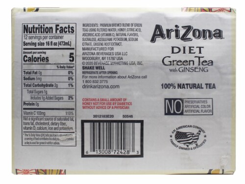 AriZona® Zero Calorie Green Tea Perspective: back
