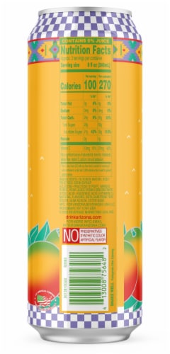 AriZona Mucho Mango Fruit Juice Cocktail Can Perspective: back