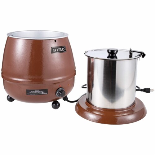 Sybo 10.5 Quart Electric Soup Warmer Commercial Crock Pot with Hinged Lid, Brown Perspective: back