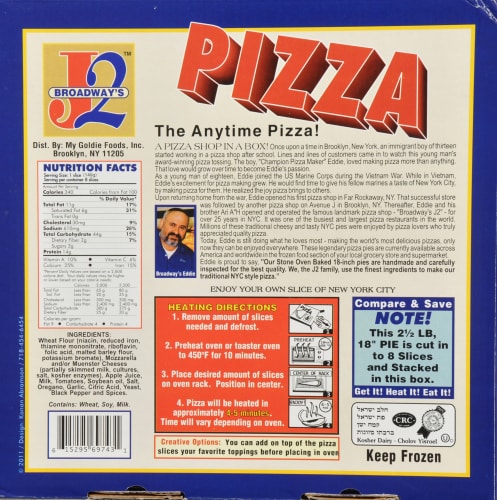 Eddie's Kosher Gourmet Homemade Stone Oven Pizza Perspective: back