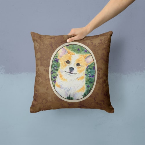 Carolines Treasures  SS8854PW1414 Corgi Fabric Decorative Pillow Perspective: back