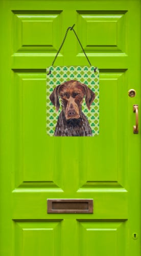 German Shorthaired Pointer St. Patrick's Day Shamrock Portrait Wall or Door Hang Perspective: back