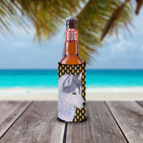 Siberian Husky Candy Corn Halloween Portrait Ultra Hugger for slim cans Perspective: back