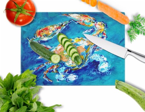 Carolines Treasures MW1153LCB By Chance Crab Glass Cutting Board Large Perspective: back