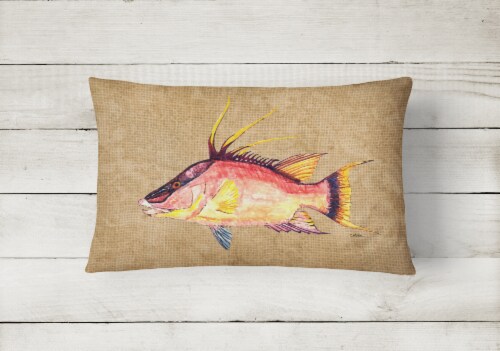Carolines Treasures  8803PW1216 Hog Snapper Canvas Fabric Decorative Pillow Perspective: back