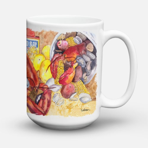 Carolines Treasures 8719CM15 Lobster with Old Bay Coffee Mug 15 oz Perspective: back