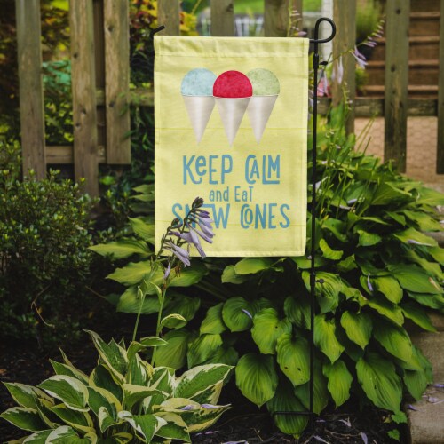 Carolines Treasures SB3110GF Keep calm and eat snow cones Garden Flag Perspective: back