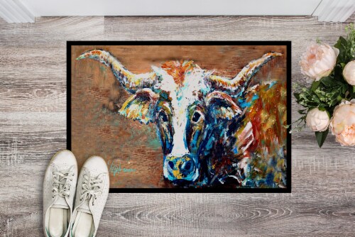 Carolines Treasures MW1165JMAT On the Loose Brown Cow Doormat 24x36 Perspective: back