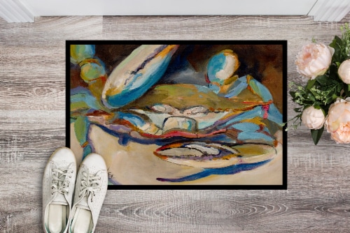 Carolines Treasures JMK1099MAT Big Crab Claw Blue Crab Doormat 18x27 Perspective: back