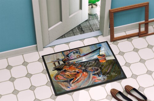 Carolines Treasures  JMK1104JMAT Blue Crab Trap Indoor or Outdoor Mat 24x36 Perspective: back