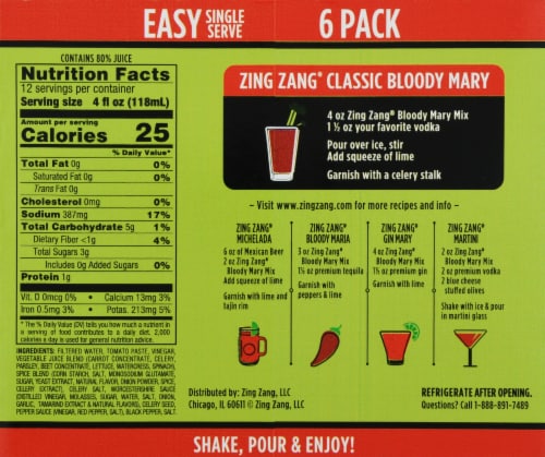 Zing Zang Non-Alcoholic Bloody Mary Mix Perspective: back