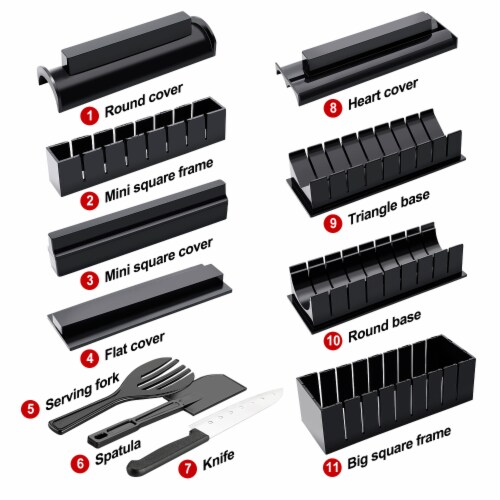 Sushi Maker Kit, AGPtek 11pcs DIY Sushi Making Kit Roll Sushi Maker Rice Roll Mold Including Perspective: back