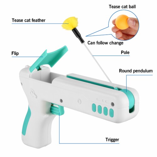 Ownpets Cat Toy Gun, Interactive Cat Toy Gun Shape Toy with Ball & Feather Perspective: back