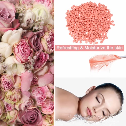 AGPtEK Red Hard Wax Beans Hair Removal Painless Wax Warmer Waxing Beans Natural Pearl Perspective: back