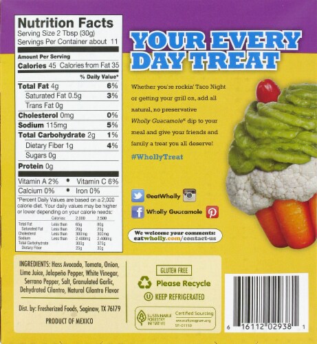 Wholly Guacamole® Homestyle Chunky Medium Guacamole Perspective: back