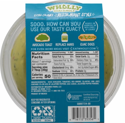 Wholly® Extra Chunky Restaurant Style Guacamole Bowl Perspective: back