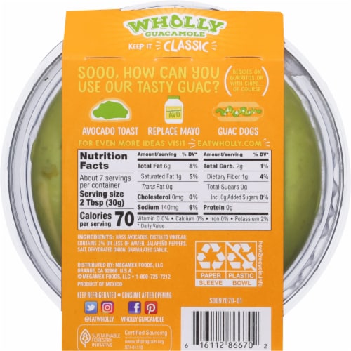 Wholly Guacamole Classic Mild Guacamole Perspective: back