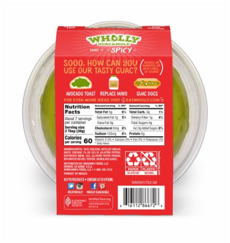 Wholly Guacamole Spicy Hot Guacamole Perspective: back
