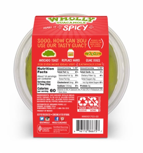 Wholly Guacamole Spicy Hot Guacamole Family Size Perspective: back