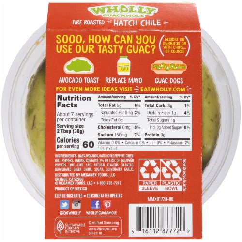 Wholly Guacamole Hatch Chile Hot Guacamole Perspective: back