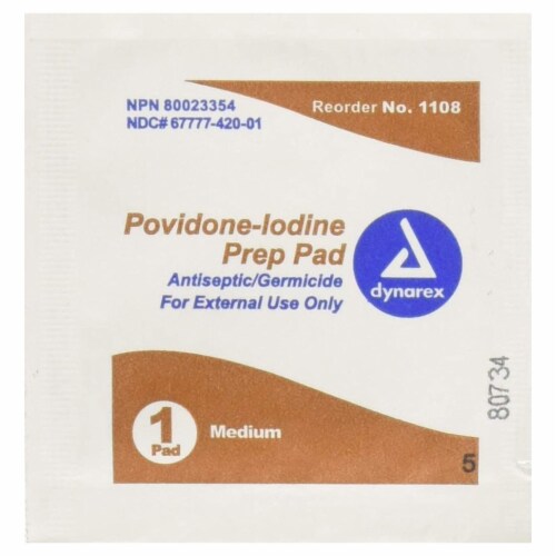Dynarex PVP Prep Pad NonSterile Medium Nonwoven Gauze 1108 1 Count(s) 100 /Count Perspective: back