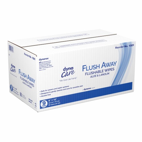 Flush Away Adult Adult Wipe or Washcloth 9 x 13 1321, 1 Pack 60 Wipes Perspective: back