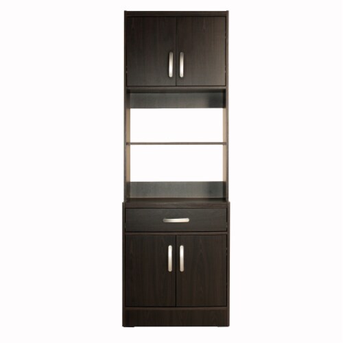 Better Home Products Shelby Tall Wooden Kitchen Pantry in Tobacco Perspective: back
