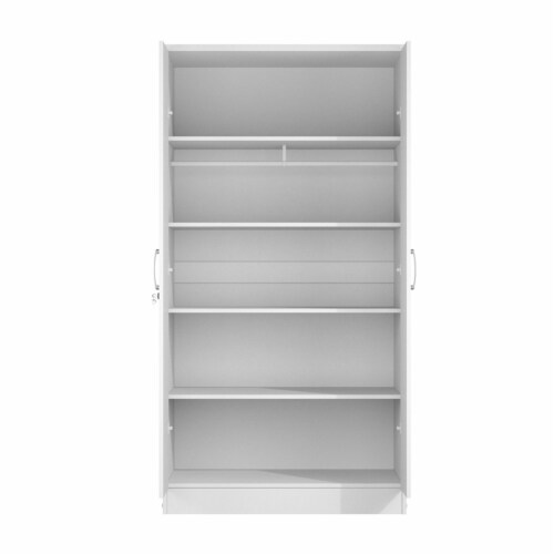 Better Home Products Harmony Wood Two Door Armoire Wardrobe Cabinet in White Perspective: back