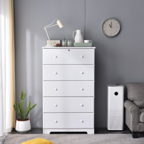 Better Home Products Isabela Solid Pine Wood 5 Drawer Chest