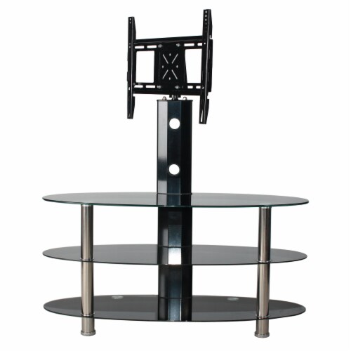 Oval black glass discount tv stand