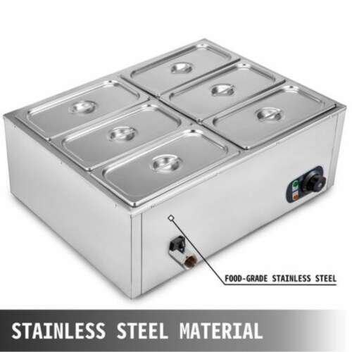 Vevor 6Pan Bain Marie Food Warmer Table Steamer Safe 6 Lids Soup