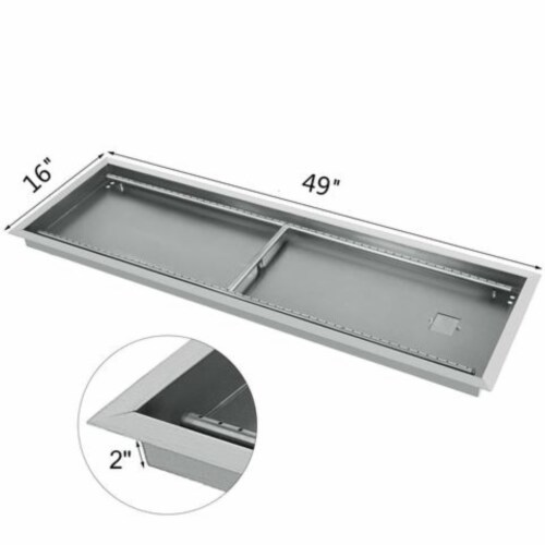 49 X16  Drop-In Fire Pit Pan W/Burner Table-Top Fireplace Parts Propane Tank Perspective: back
