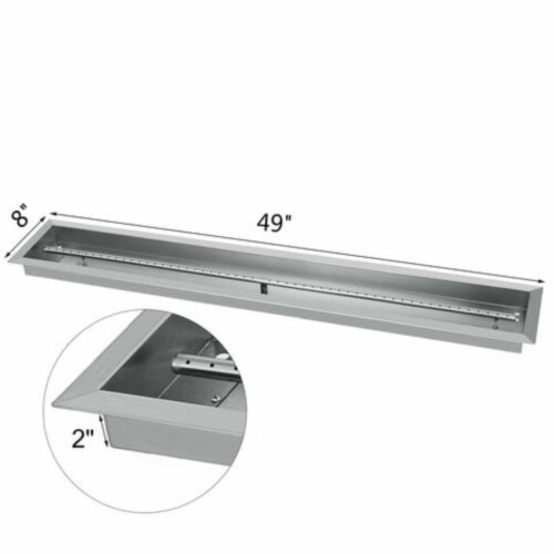 49  X 8  Drop-In Fire Pit Pan W/ Burner Propane Tank Linear Trough Bonfire Perspective: back