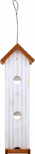 Stokes Select Wood Tower Bird Feeder - White/Brown Perspective: back
