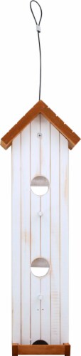 Stokes Select Wood Tower Bird Feeder - White/Brown Perspective: back