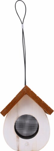Stokes Select Cute Cling Wood Bird Feeder - White/Brown Perspective: back