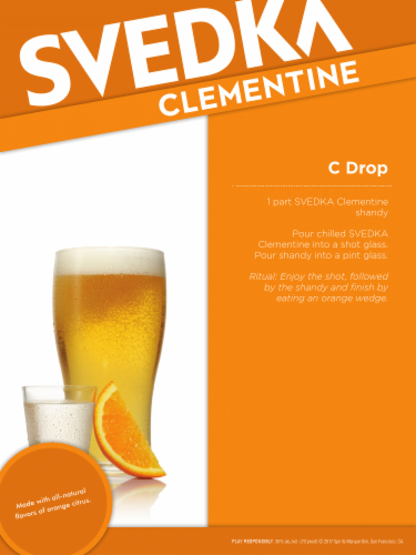 SVEDKA Clementine Orange Flavored Vodka Perspective: back