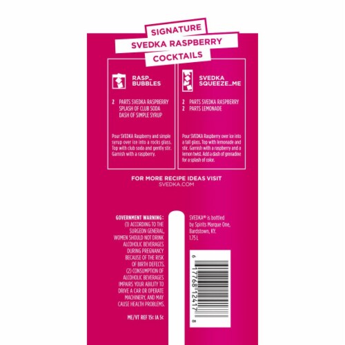 Svedka Raspberry Flavored Vodka Perspective: back