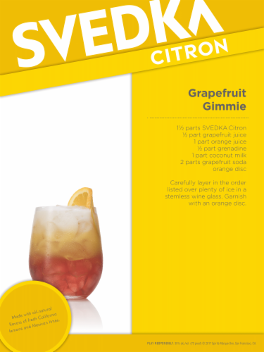 SVEDKA Citron Lemon Lime Flavored Vodka Perspective: back
