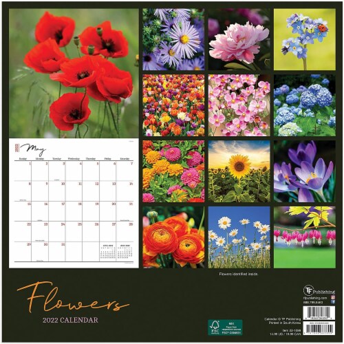 2022 Flowers 12 Month Wall Calendar by TF Publishing Perspective: back