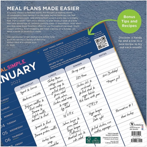 2022 Real Simple Wall Calendar by TF Publishing Perspective: back
