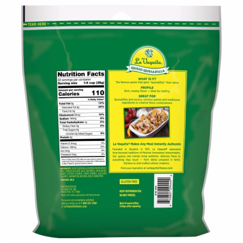 La Vaquita® Queso Quesadilla Shredded Cheese Perspective: back