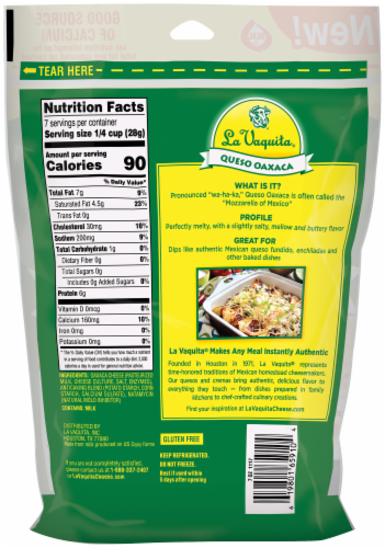 La Vaquita® Queso Oaxaca Shredded Cheese Perspective: back