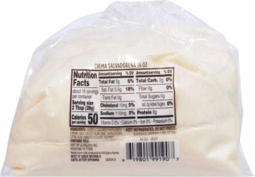 La Vaquita® Crema Salvadorena Salvadorian Style Sour Cream Perspective: back