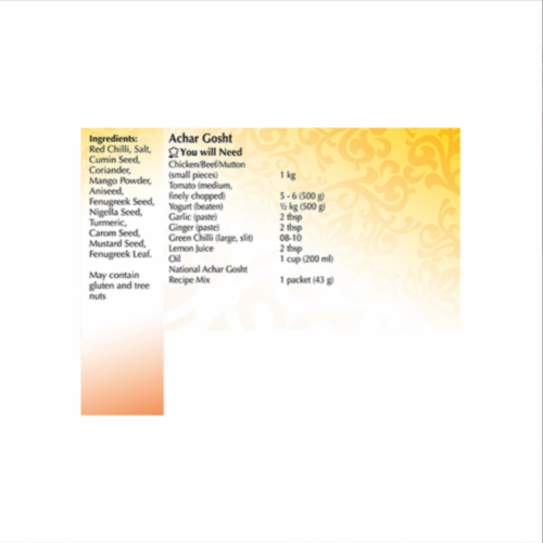 National® Achar Gosht Recipe Mix Perspective: back