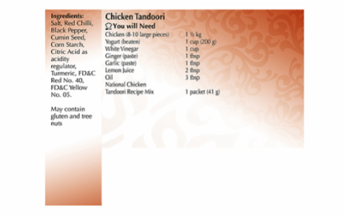 National® Chicken Tandoori Recipe Mix Perspective: back
