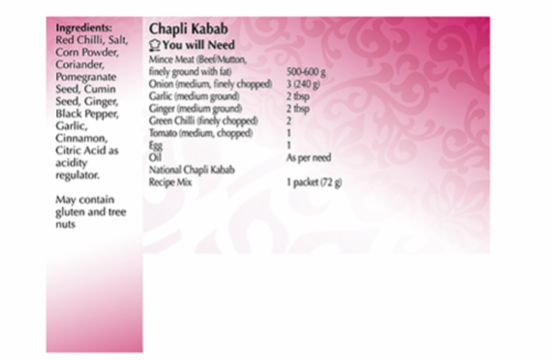 National® Chapli Kabab Recipe Mix Perspective: back