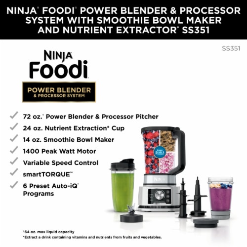 Ninja® Foodi® Power Blender and Processor System with Smoothie Bowl Maker and Nutrient Extractor Perspective: back